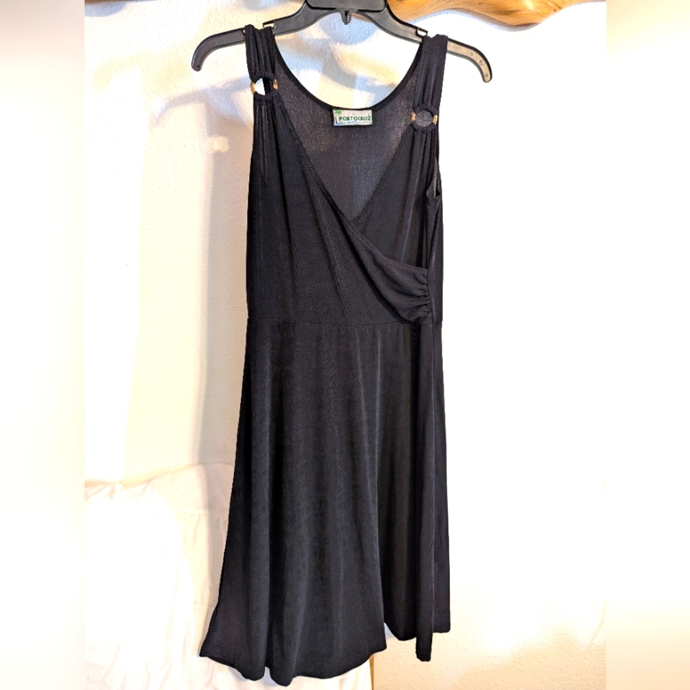 Black Portocruz V Neck Summer Dress Size Sm/Med